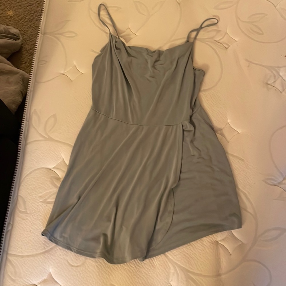 Women’s S LA Hearts Light Blue Romper W/ Front Layover Piece & Adjustable Straps